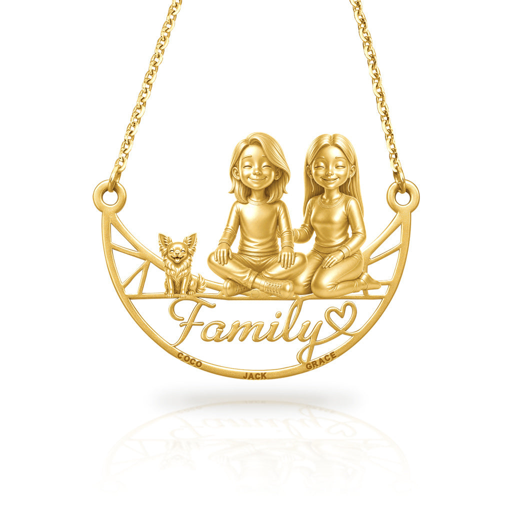 Soulyshine Chihuahua long hair family and dog handcrafted necklace