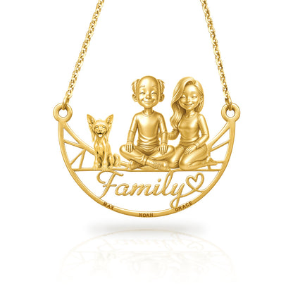 Soulyshine Chinese Crested hairless family and dog handcrafted necklace