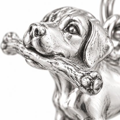 Super macro surface detail of Proud Stick Collector Charm from a low oblique angle