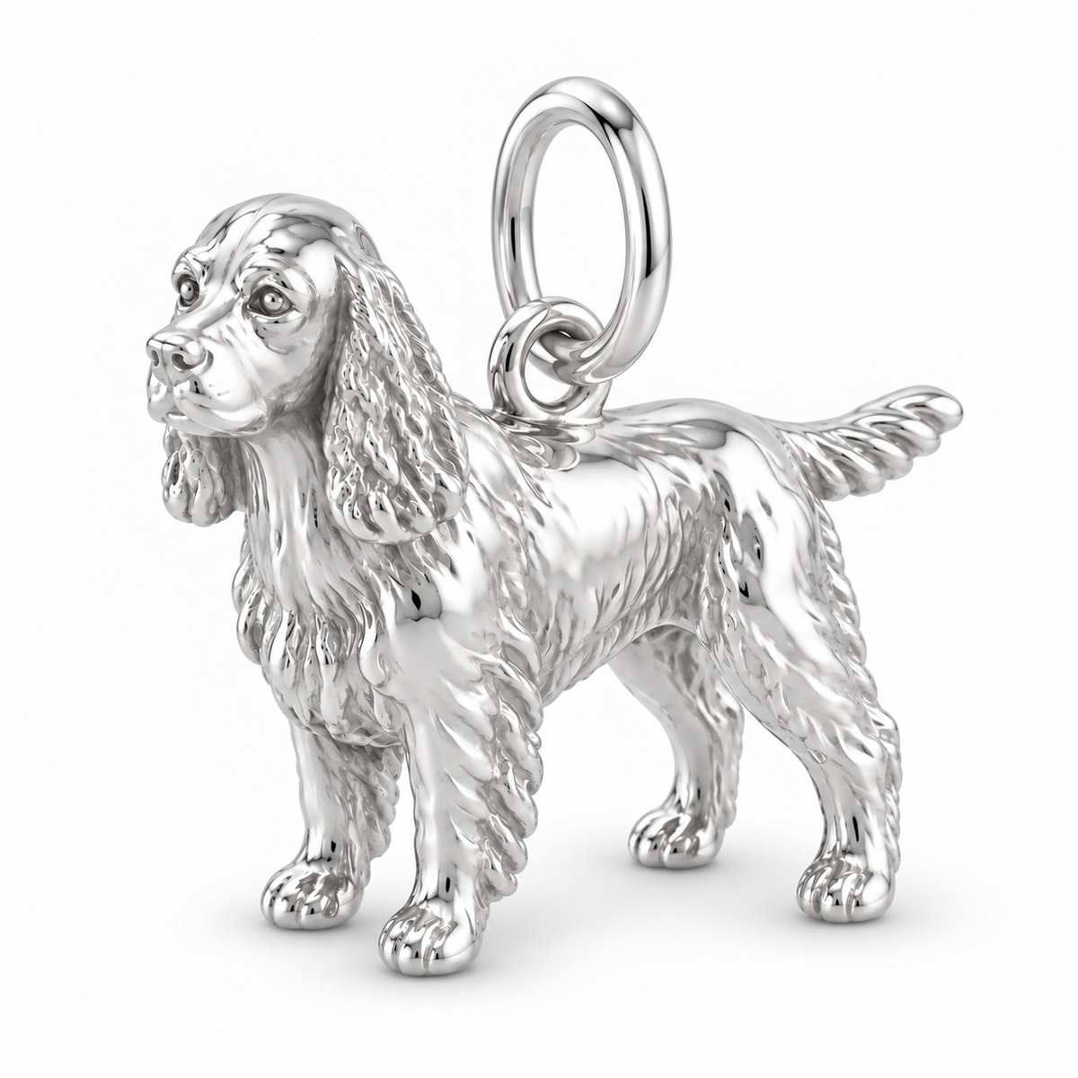 Polished silver dog charm – English Springer Spaniel