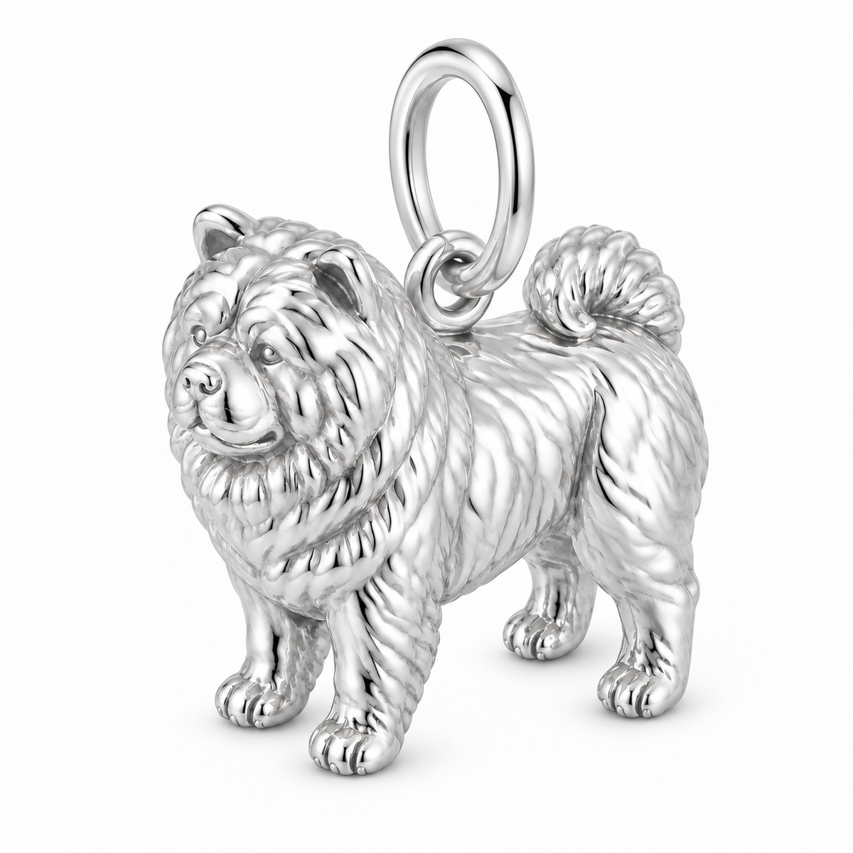 Polished silver dog charm – Chow Chow