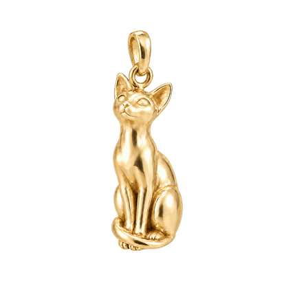 Siamese — Always Close Seated Cat Charm and Polyester Cord Bracelet Set — Gold