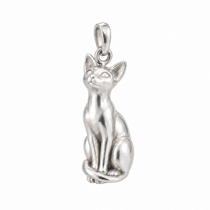 Siamese — Always Close Seated Cat Charm and Polyester Cord Bracelet Set — Silver