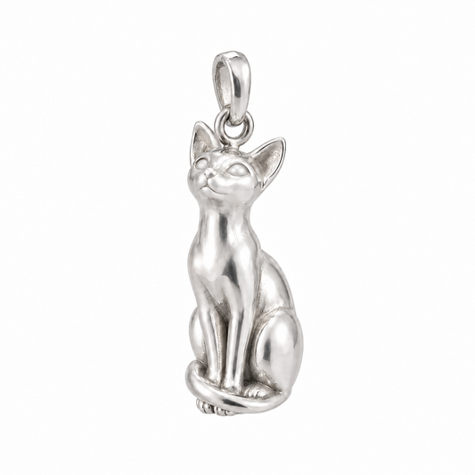 Siamese — Always Close Seated Cat Charm and Polyester Cord Bracelet Set — Silver