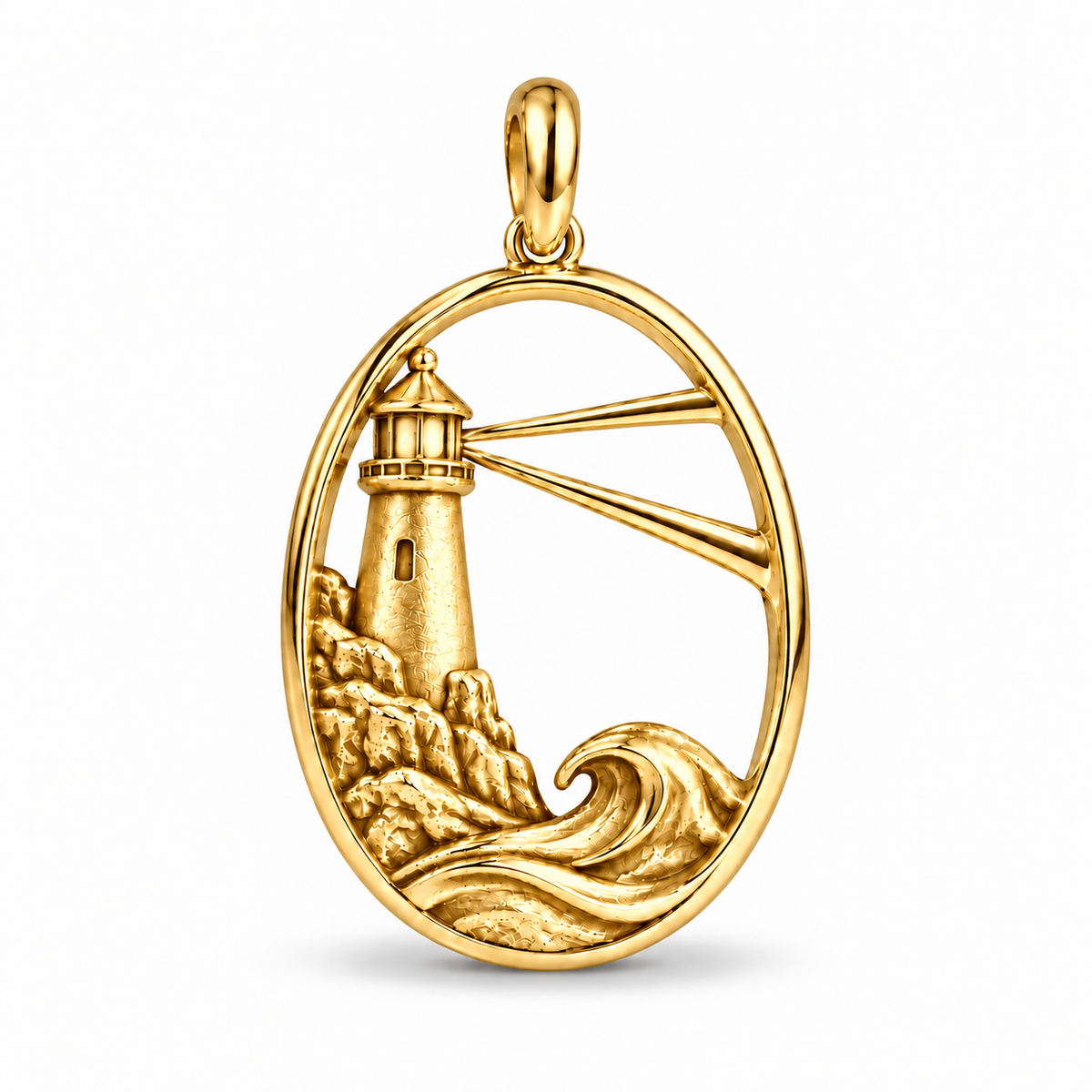 Lighthouse and Ocean Wave charm in 18K Gold Plated finish