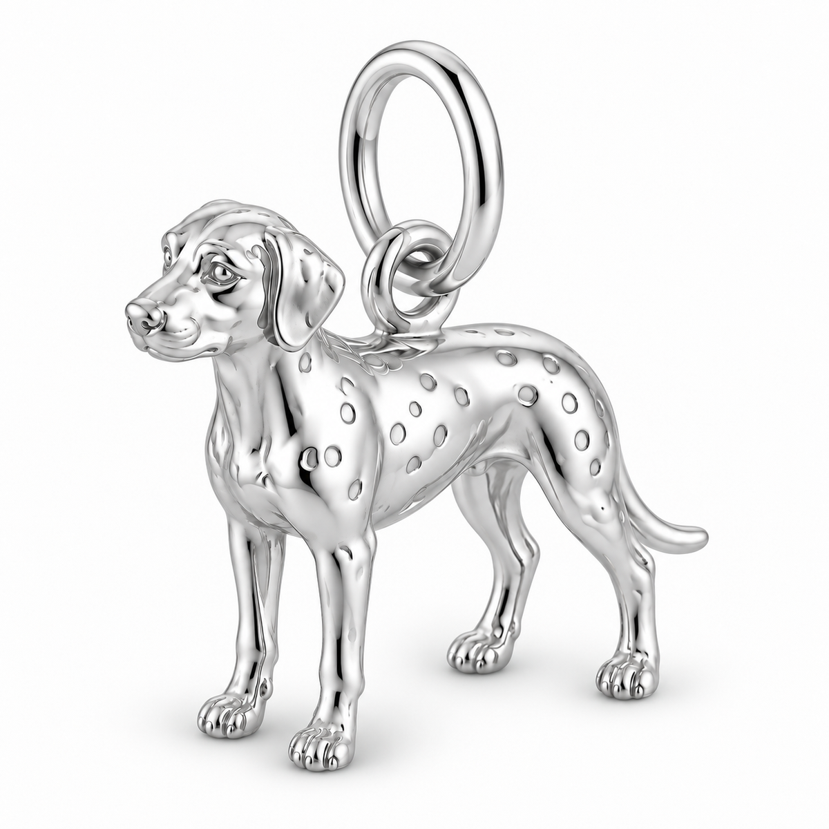 Polished silver dog charm – Dalmatian
