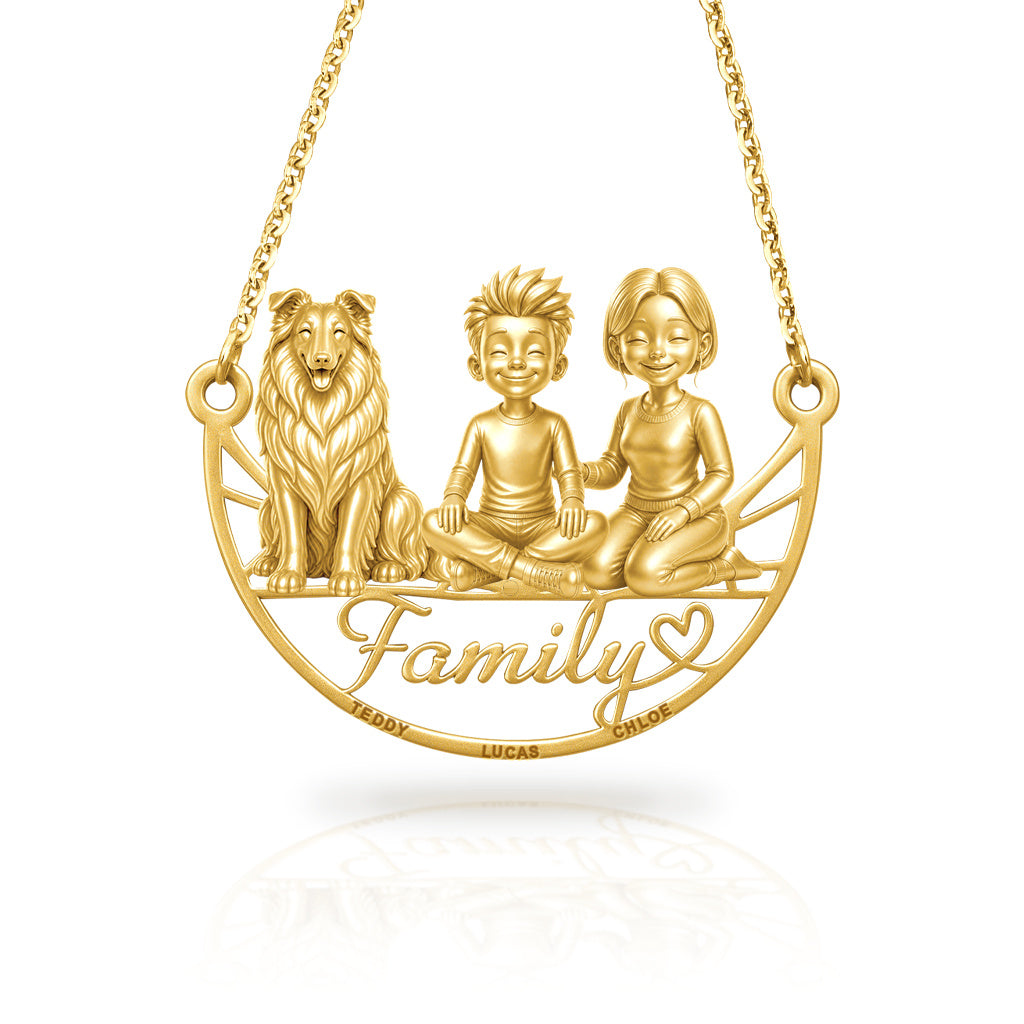 Soulyshine Collie rough coat family and dog handcrafted necklace