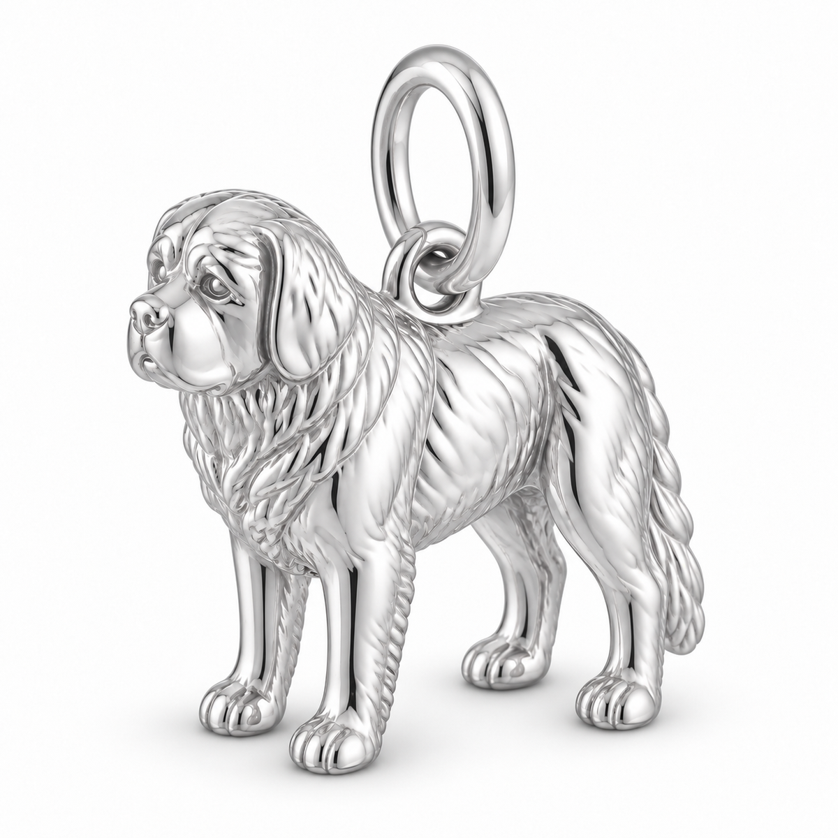 Polished silver dog charm – Saint Bernard