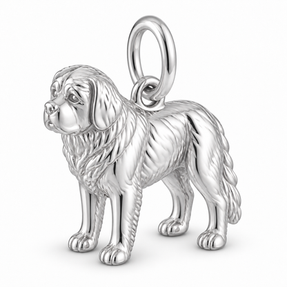 Polished silver dog charm – Saint Bernard