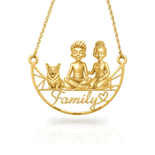 Soulyshine Corgi Pembroke family and dog handcrafted necklace