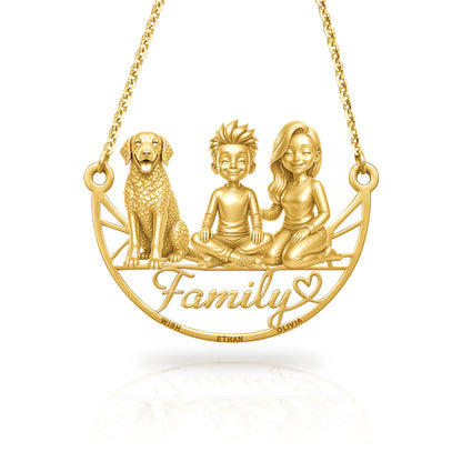 Soulyshine Curly Coated Retriever family and dog handcrafted necklace