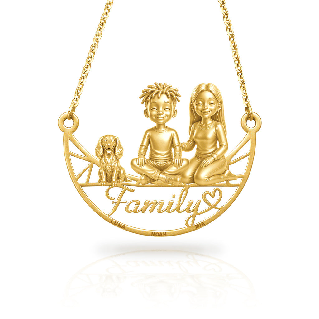 Soulyshine Dachshund longhair family and dog handcrafted necklace