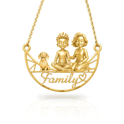 Soulyshine Dachshund smooth coat family and dog handcrafted necklace