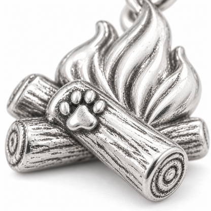 Super macro surface detail of Fireside Companion Charm from a low oblique angle