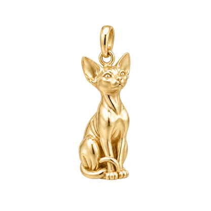 Sphynx — Always Close Seated Cat Charm and Polyester Cord Bracelet Set — Gold
