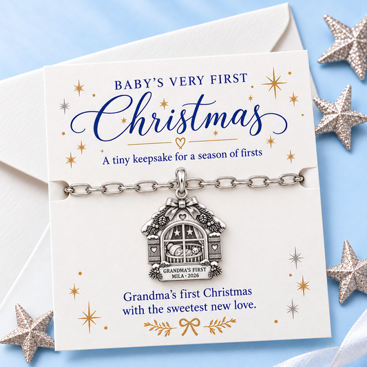 Baby's First Christmas — Grandma's First Christmas Charm and Polyester Cord Bracelet Set