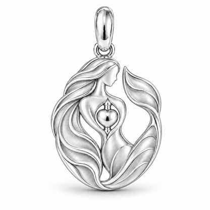 Mermaid charm in 925 Sterling Silver finish on white background