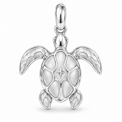Sea Turtle charm in 925 Sterling Silver finish on white background
