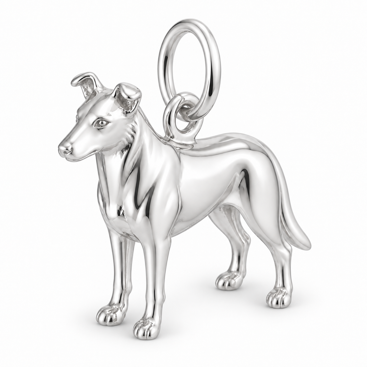Polished silver dog charm – Collie - smooth coat