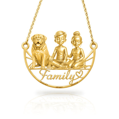 Soulyshine Dogue de Bordeaux family and dog handcrafted necklace