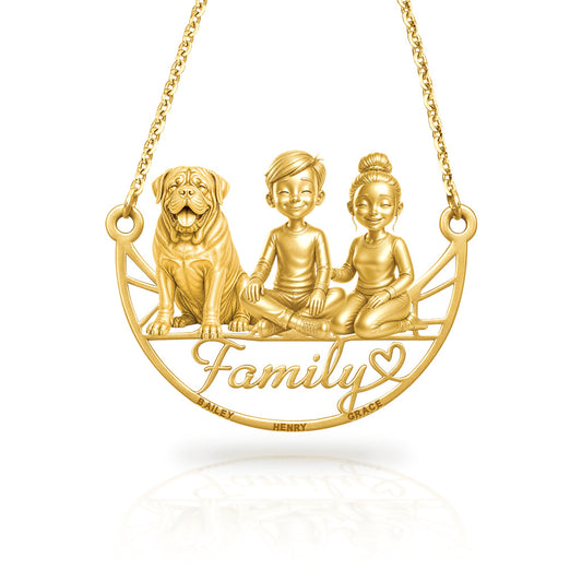 Soulyshine Dogue de Bordeaux family and dog handcrafted necklace