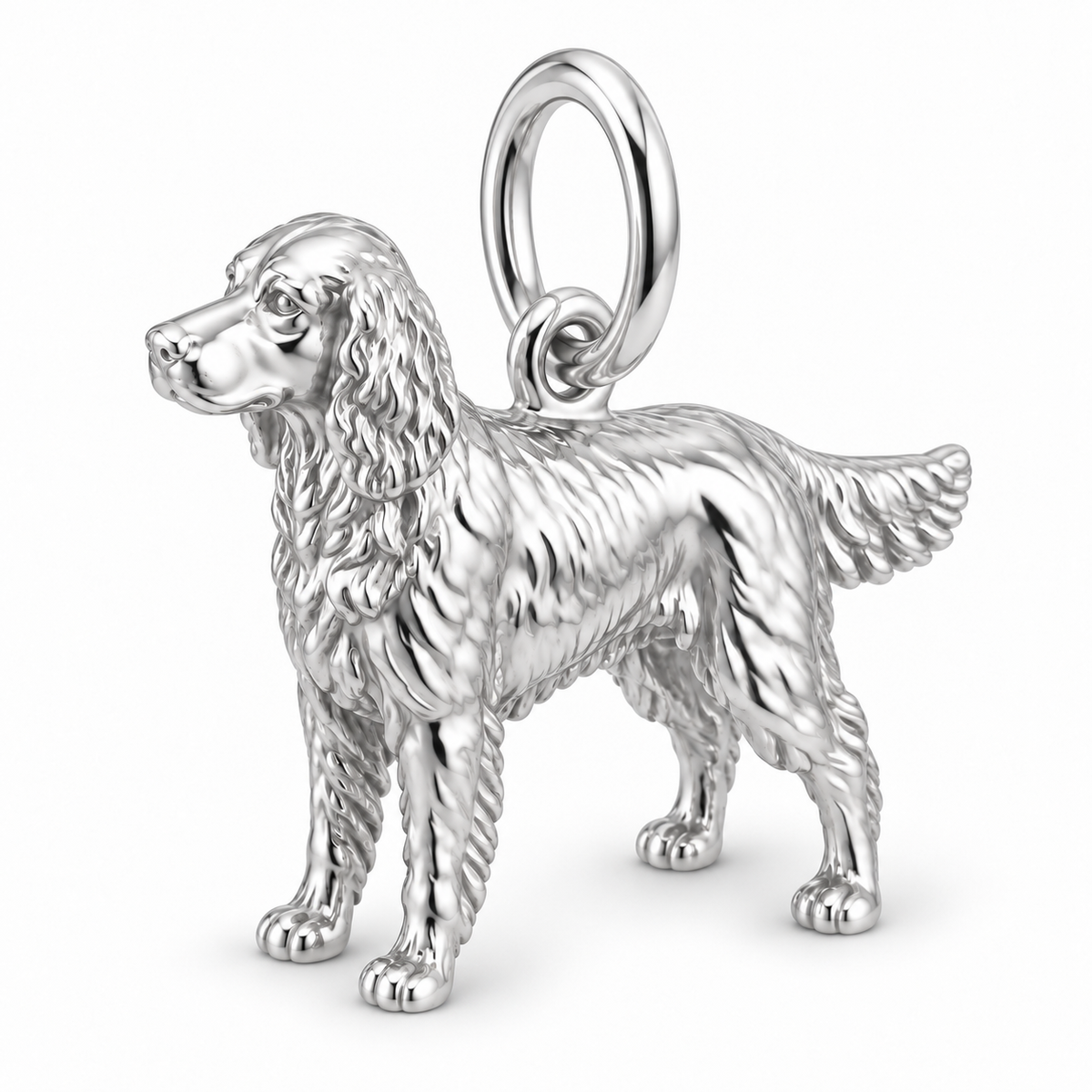Polished silver dog charm – Irish Setter