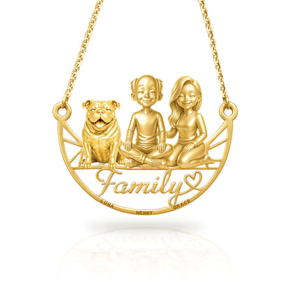 Soulyshine English Bulldog family and dog handcrafted necklace