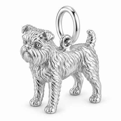 Polished silver dog charm – Brussels Griffon - rough coat