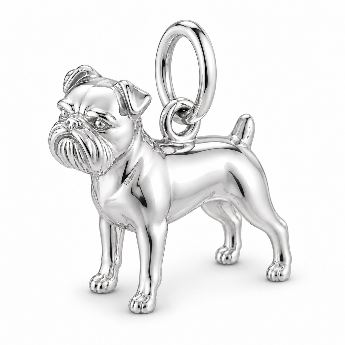 Polished silver dog charm – Brussels Griffon - smooth coat