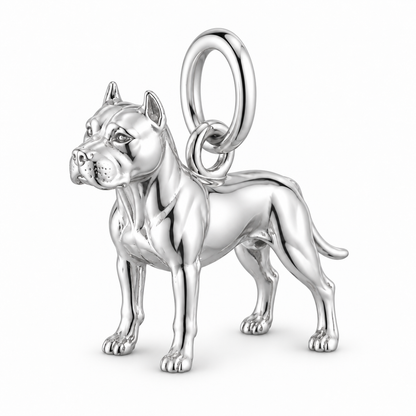 Polished silver dog charm – Dogo Argentino
