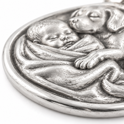 Super macro surface detail of Tiny Hands Gentle Paws Charm from a low oblique angle
