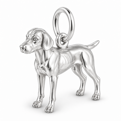 Polished silver dog charm – Vizsla