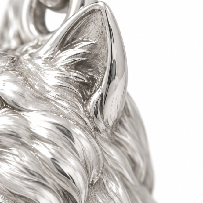 Sphynx Always Close Seated Cat Charm — super macro detail