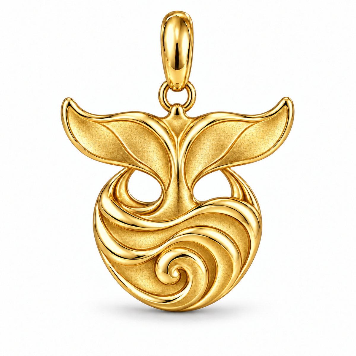 Whale Tail and Wave charm in 18K Gold Vermeil finish
