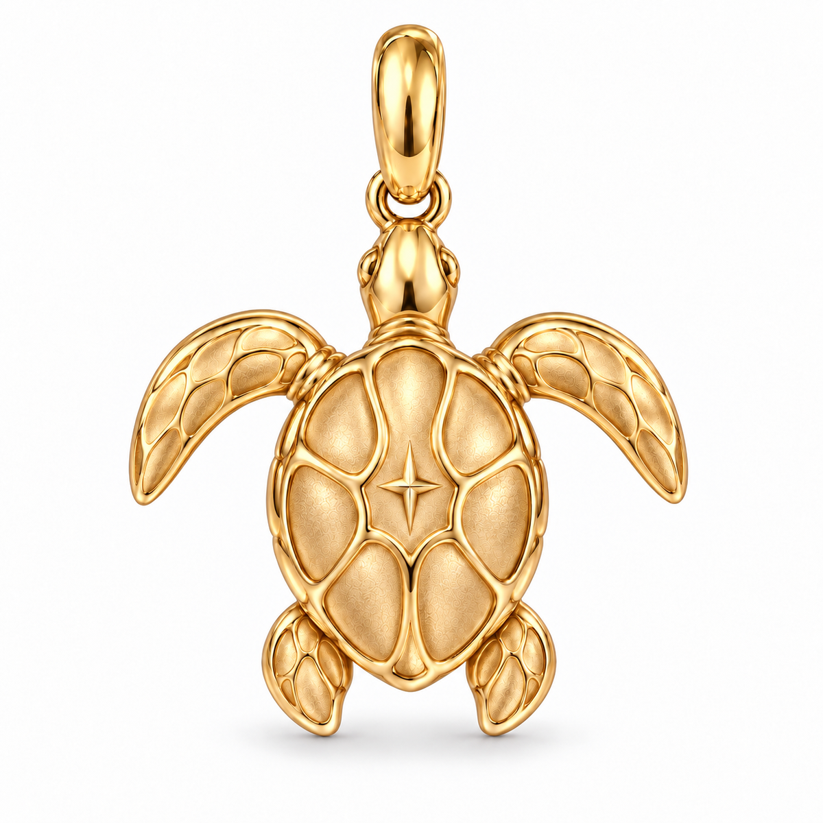 Sea Turtle charm in 18K Gold Vermeil finish on white background