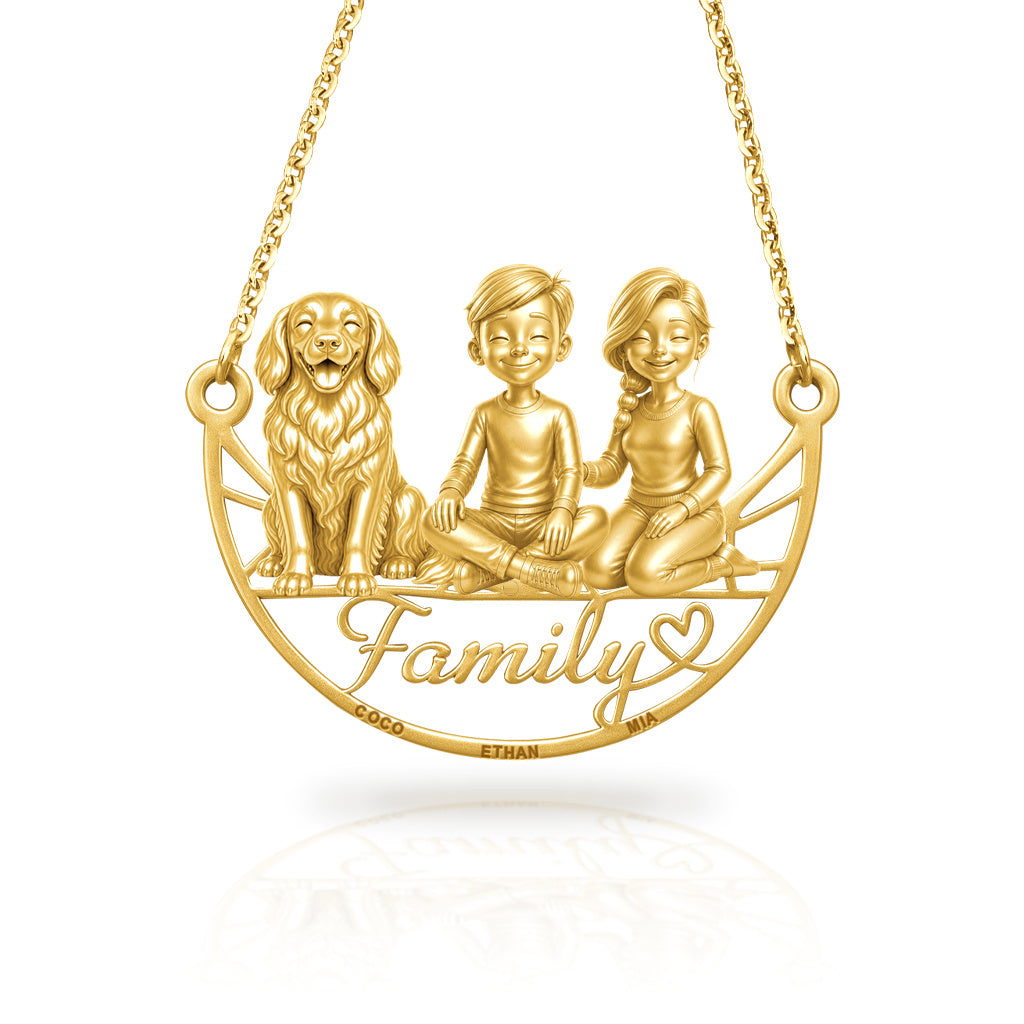 Soulyshine Flat Coated Retriever family and dog handcrafted necklace