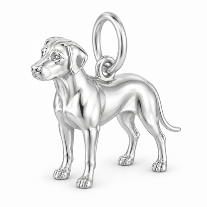 Rhodesian Ridgeback — Standing Dog Charm and Polyester Cord Bracelet Set — Silver
