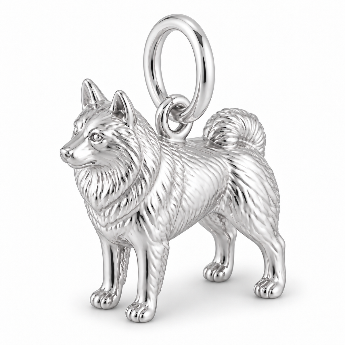 Polished silver dog charm – Schipperke