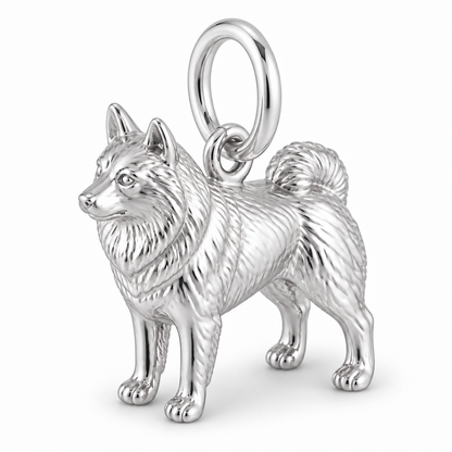 Polished silver dog charm – Schipperke