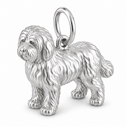 Polished silver dog charm – Old English Sheepdog