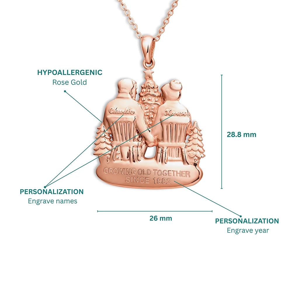 Soulyshine Personalized Christmas Couple Growing Old Together - Handmade Necklace in Silver/14K Gold Vermeil