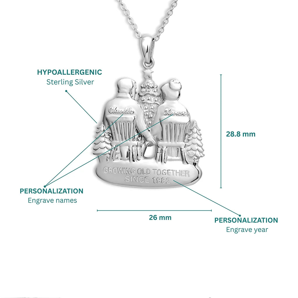 Soulyshine Personalized Christmas Couple Growing Old Together - Handmade Necklace in Silver/14K Gold Vermeil