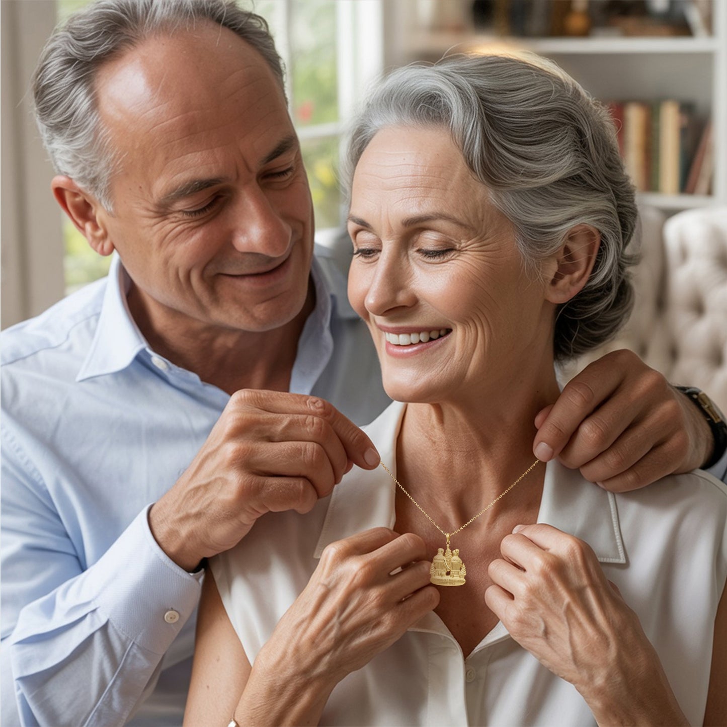 Soulyshine Personalized Christmas Couple Growing Old Together - Handmade Necklace in Silver/14K Gold Vermeil