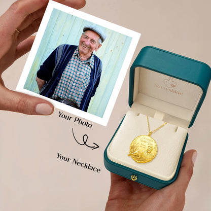 Soulyshine Eternal Presence Personalized Memorial -  Upload Photo Necklace in Sterling Silver/14K Gold Vermeil