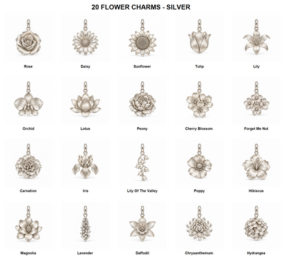 Blooming Memories — Petite Botanical Flower Charm and Polyester Cord Bracelet Set