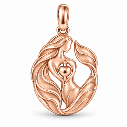 Mermaid charm in 18K Rose Gold Vermeil finish on white background