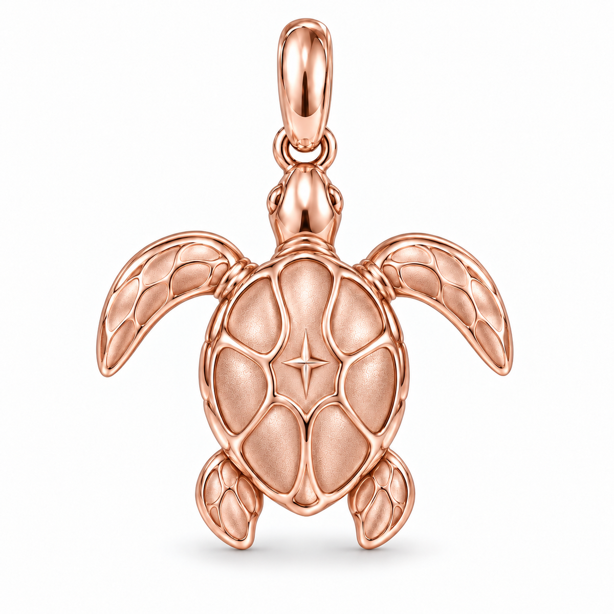 Sea Turtle charm in 18K Rose Gold Vermeil finish on white background
