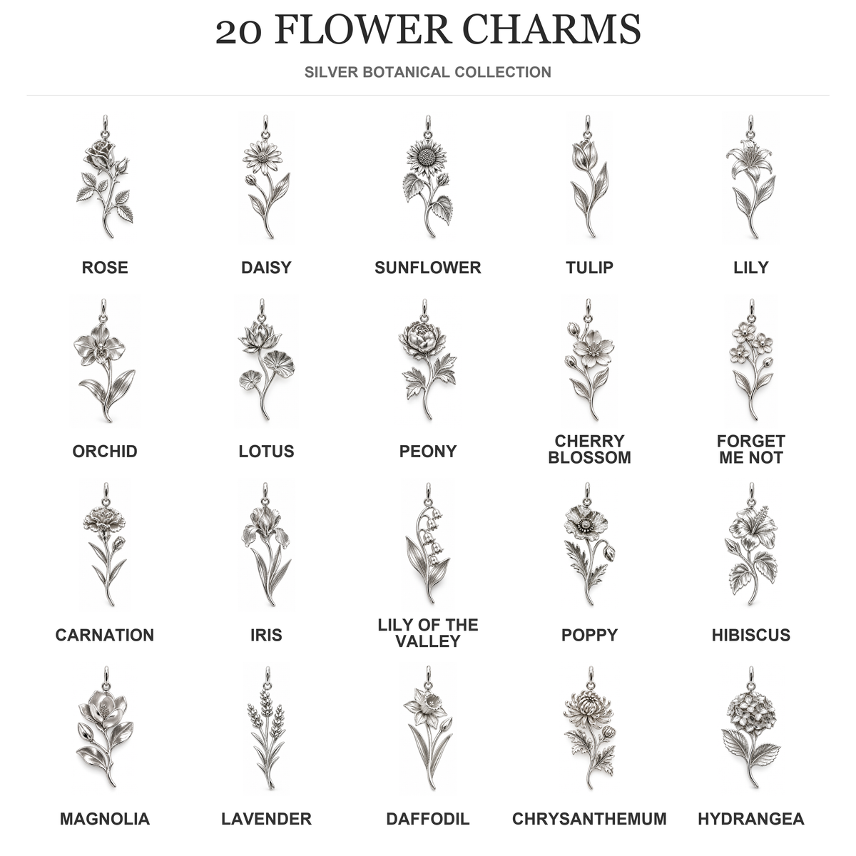 Blooming Memories — Choose Your Flower Charm and Polyester Cord Bracelet Set