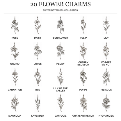 Blooming Memories — Choose Your Flower Charm and Polyester Cord Bracelet Set