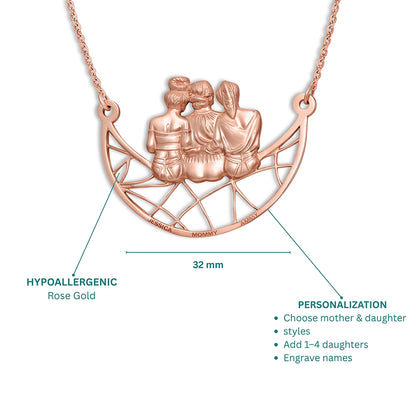Soulyshine Mother & Daughter On The Moon Personalized - Handmade Necklace in Silver/14K Gold Vermeil